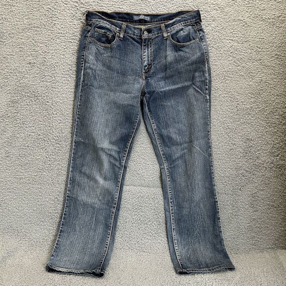Levis 505 Jeans Womens Size 12 S/C Blue Mid Rise‎ Straight Leg Denim (34x29.5) - Picture 1 of 16